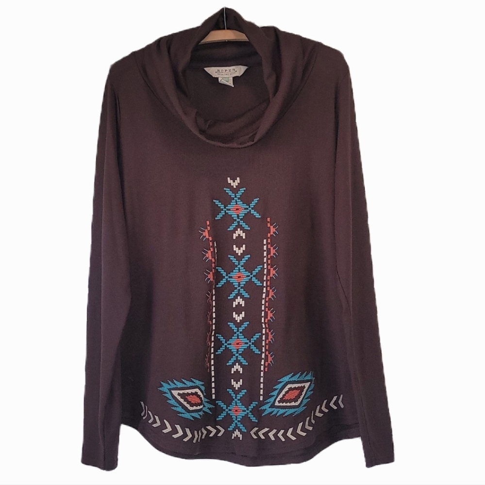 Roper Southwest Embroidered Turtleneck Shirt